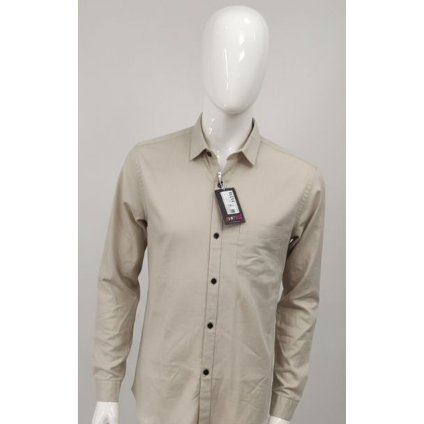 Beige solid cotton men's casual shirt full sleeve India