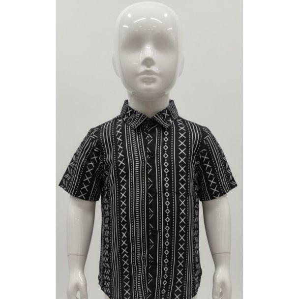 Black and white geometric print cotton kids shirt India