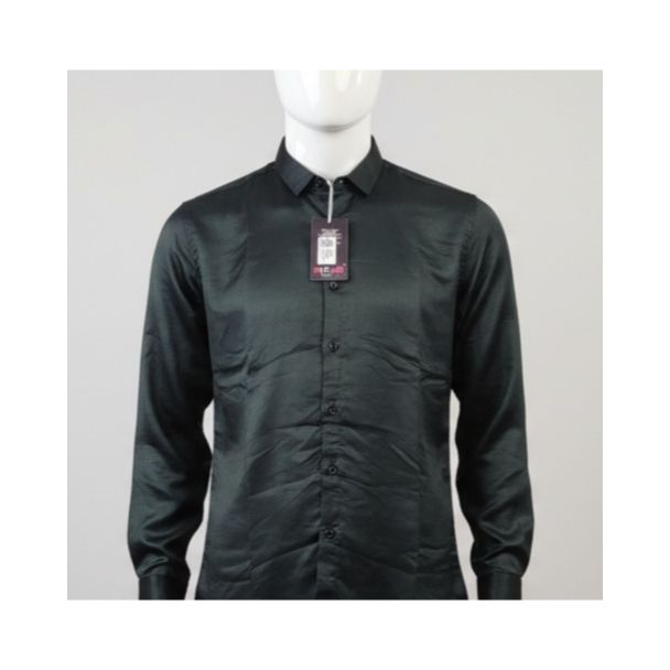Black formal shirt with full sleeves and regular collar for men in India