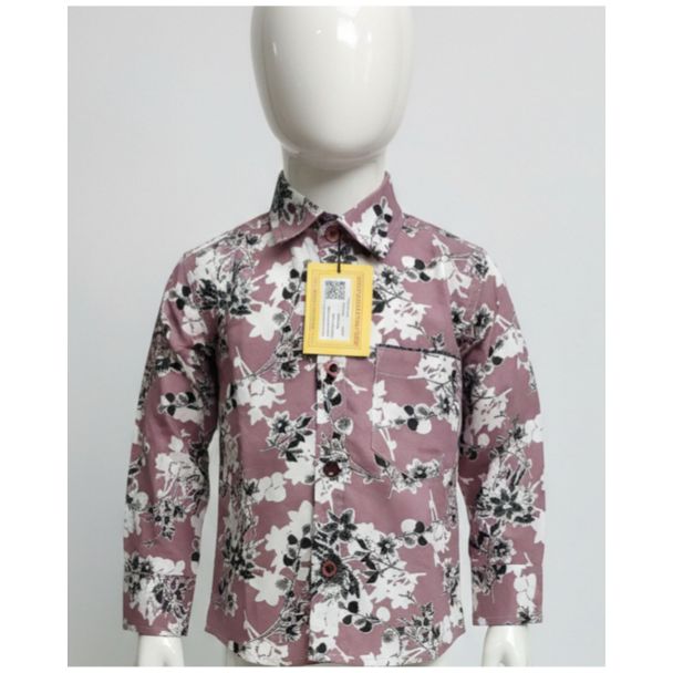 Boys' Dusty Rose Floral Print Cotton Shirt - Full Sleeve - Gangavathi Exports