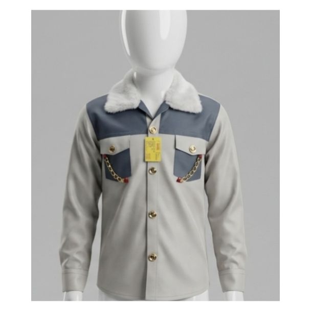 Boys grey color block full sleeve shirt for stylish kids wear India
