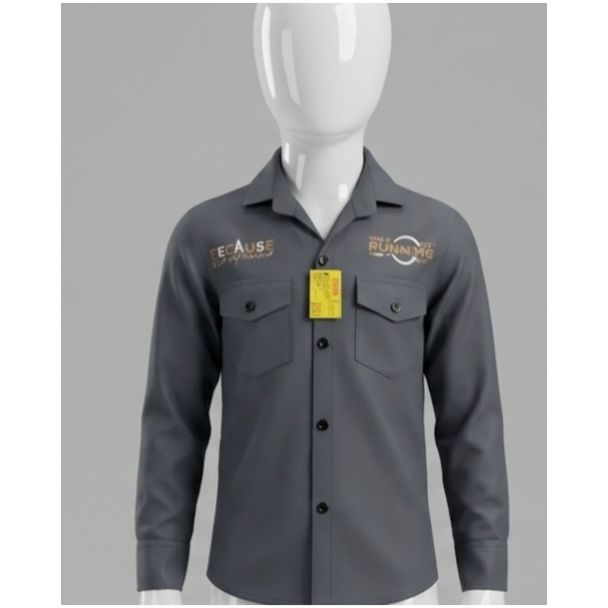 Boys Grey Printed Full Sleeve Shirt With Chest Pockets India