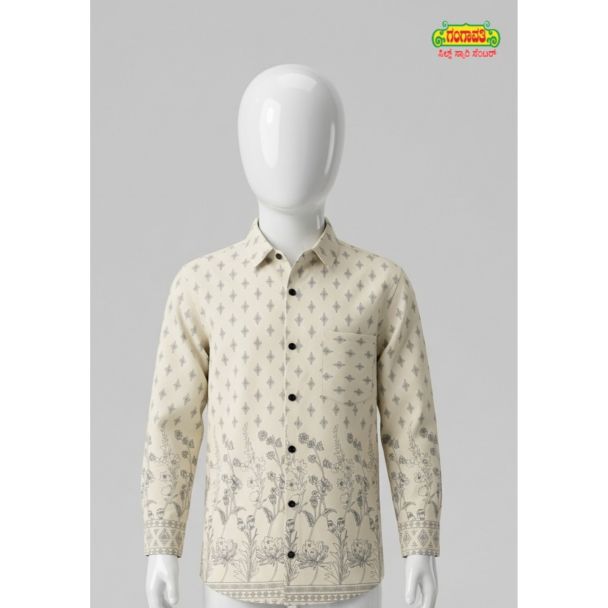 Boys Off-White Geometric Floral Printed Full Sleeve Shirt India