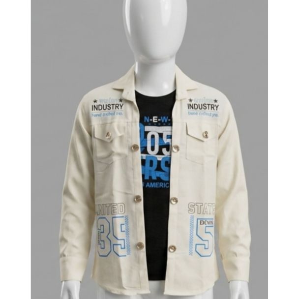 Boys Off-White Printed Full Sleeve Shirt for Kids Fashion India