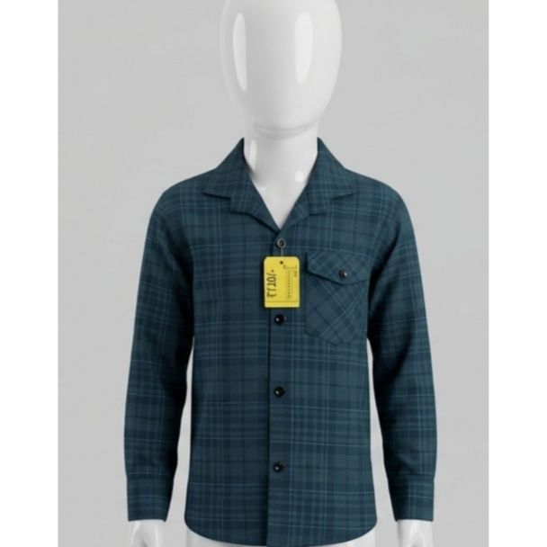 Boys teal blue plaid full sleeve shirt for a stylish look India