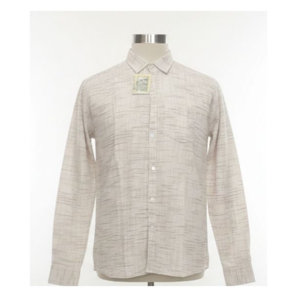 Men's cream shirt with textured cotton and full sleeves
