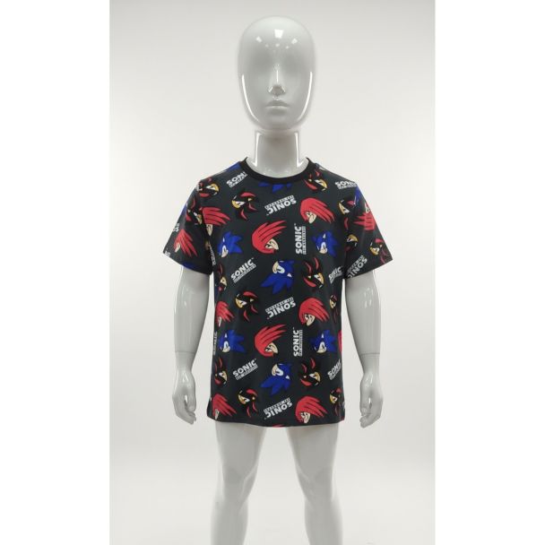 Black Sonic printed cotton kids t-shirt India
