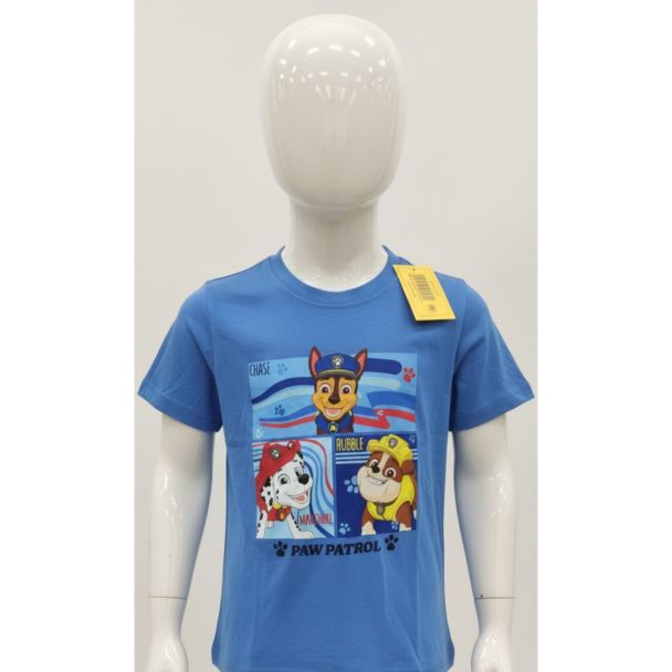 Kids blue Paw Patrol cotton t-shirt with short sleeves and graphic print
