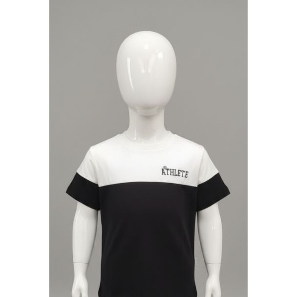 Kids color block black and white athletic t-shirt India