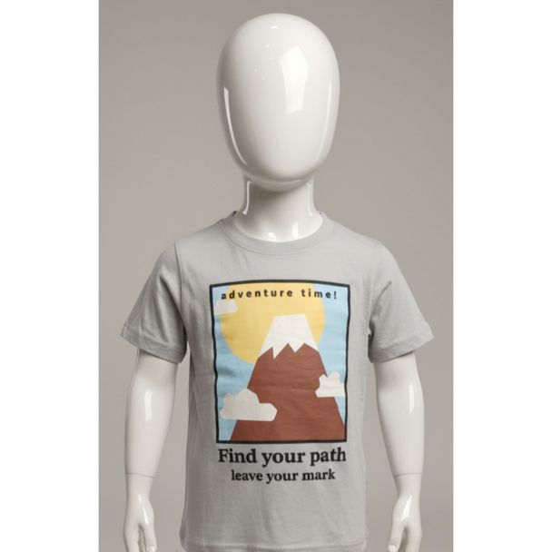 Gray kids cotton t-shirt with adventure time mountain graphic India