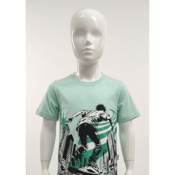 Kids mint green skateboard graphic cotton t-shirt India