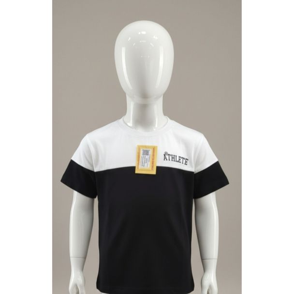 Kids white and black color block cotton t-shirt India