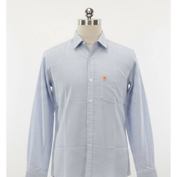 Light blue striped cotton shirt with long sleeves for men from Gangavathi Exports
