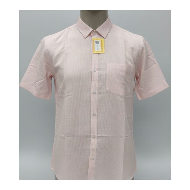 Light pink men's cotton half sleeve shirt with chest pocket
