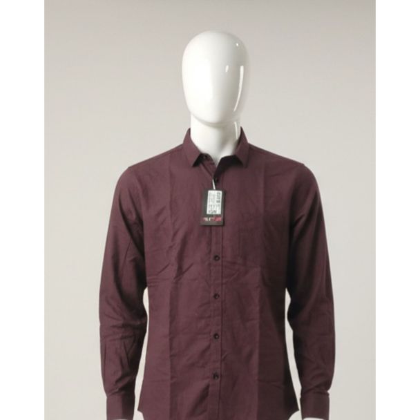 Maroon full sleeve cotton casual shirt for men