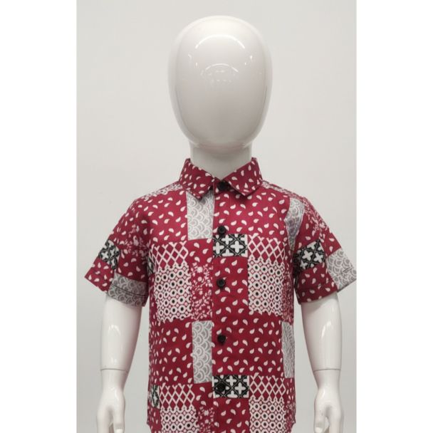 Maroon geometric print cotton shirt half sleeve India