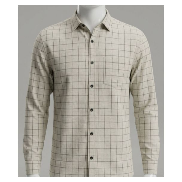 Men's Beige Checkered Casual Full Sleeve Shirt for men online India