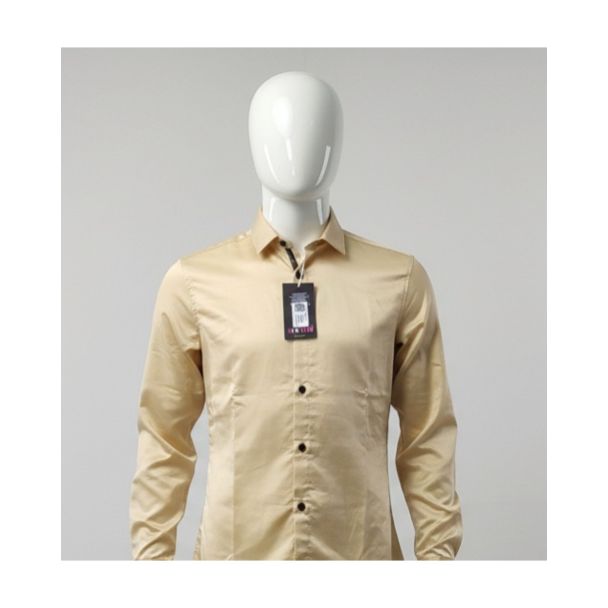 Men's beige cotton shirt full sleeve collared India