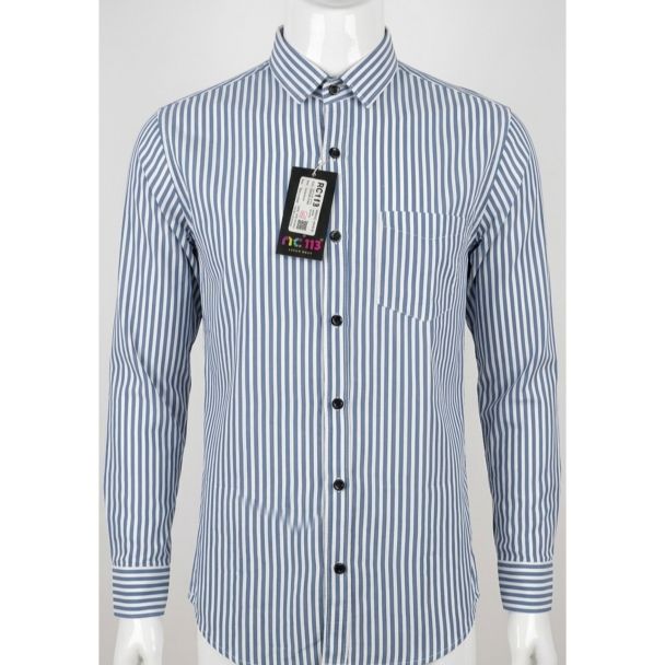 Mens blue white striped full sleeve casual shirt for men online India