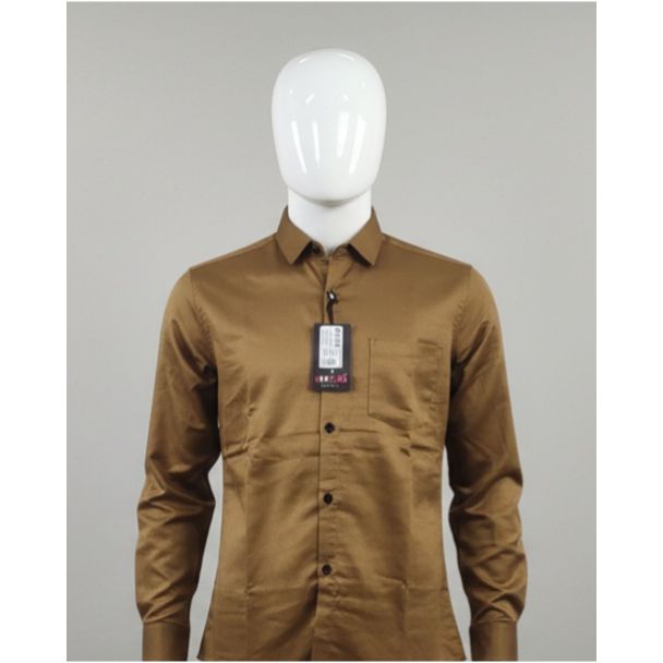 Men's brown solid cotton shirt full sleeve India