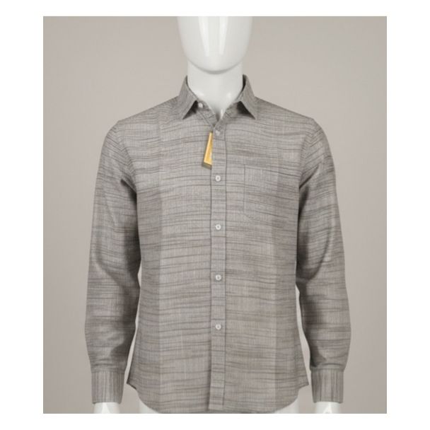 Gray striped cotton shirt full sleeve - Gangavathi Exports