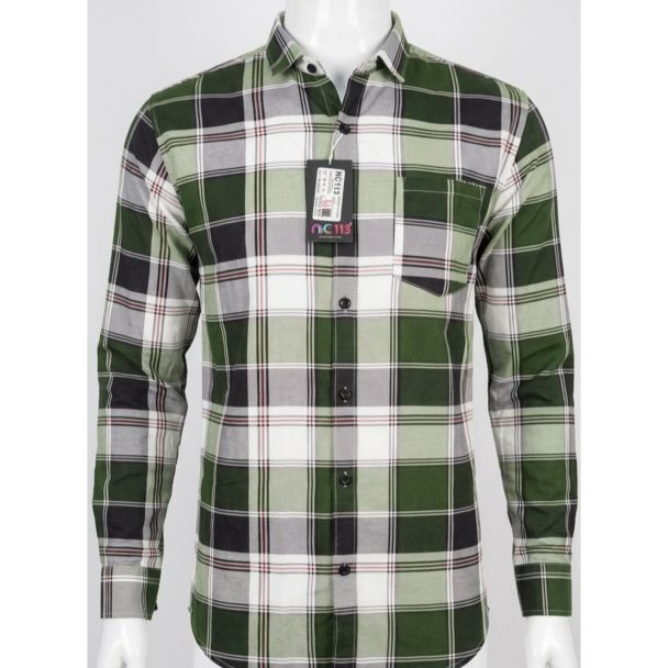Mens Green Plaid Slim Fit Cotton Casual Shirt for Men India
