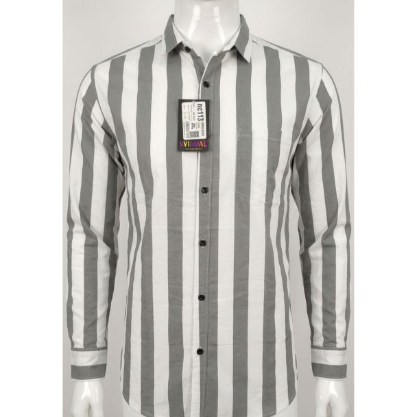 Men's Grey and White Printed Slim Fit Casual Shirt for sale in India