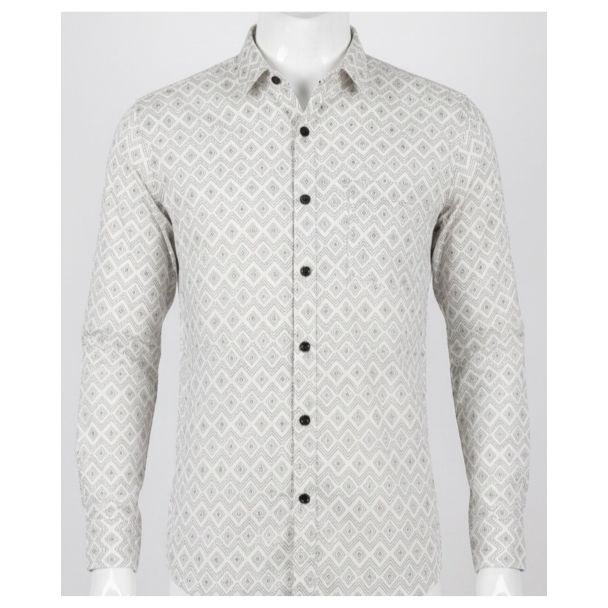 Men's Grey Geometric Print Slim Fit Casual Shirt India