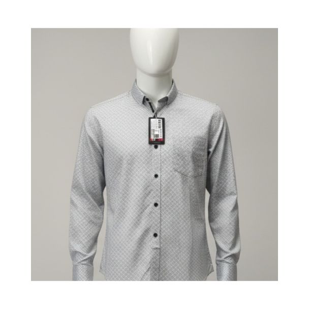 Men's grey printed cotton full sleeve casual shirt India