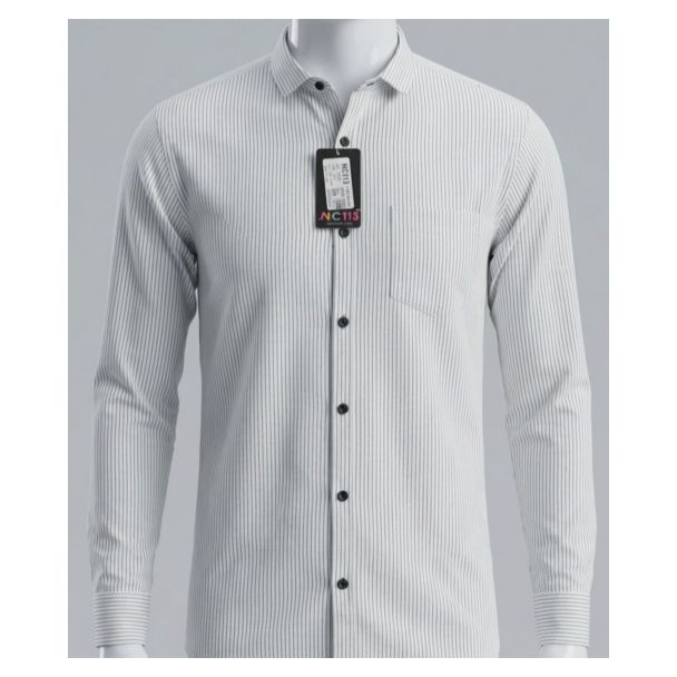Mens Grey Striped Full Sleeve Casual Shirt for men available in India
