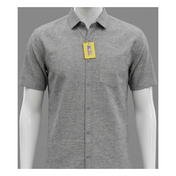 Mens grey textured cotton half sleeve shirt for daily casual wear in India