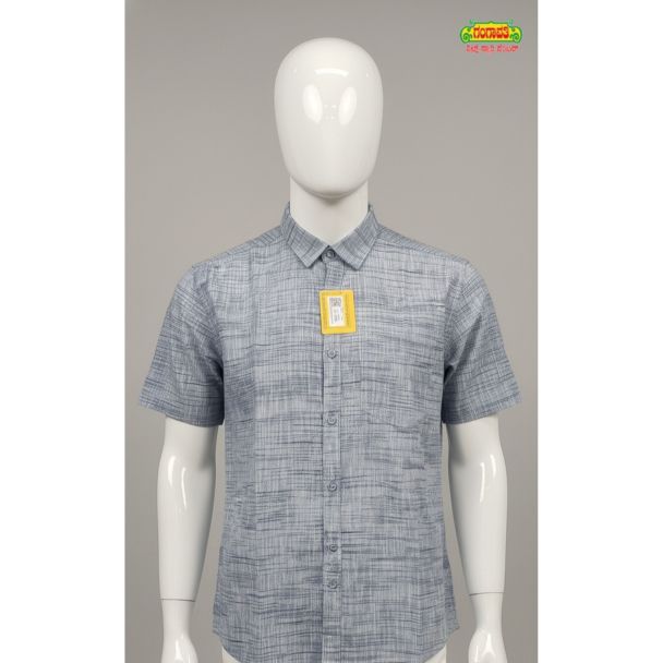 Men's grey textured cotton short sleeve shirt India