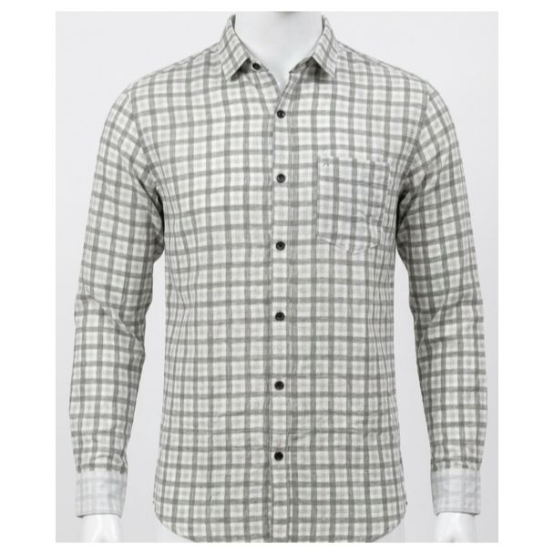 Mens Grey White Checkered Slim Fit Casual Shirt for Men in India