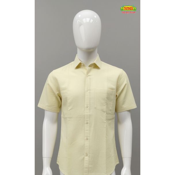 Mens Lemon Yellow Cotton Shirt Half Sleeve Regular Fit for Daily Wear India