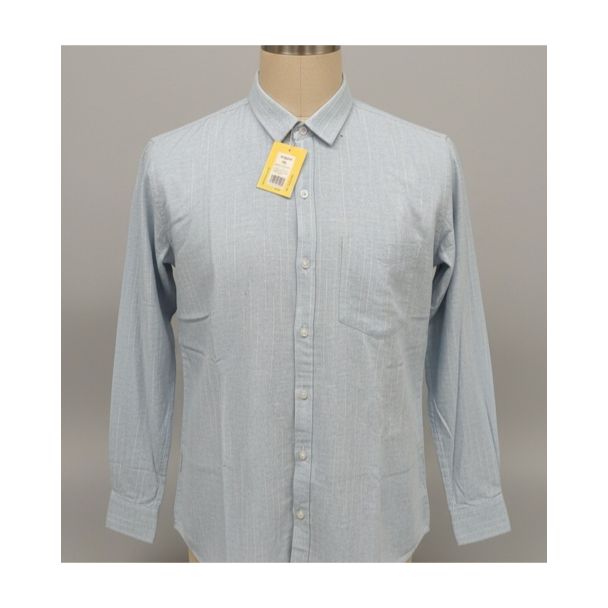 Men's Light Blue Textured Cotton Formal Shirt with Full Sleeves