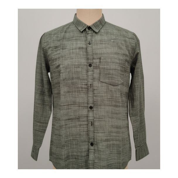 Men's light green full sleeve shirt with textured cotton finish