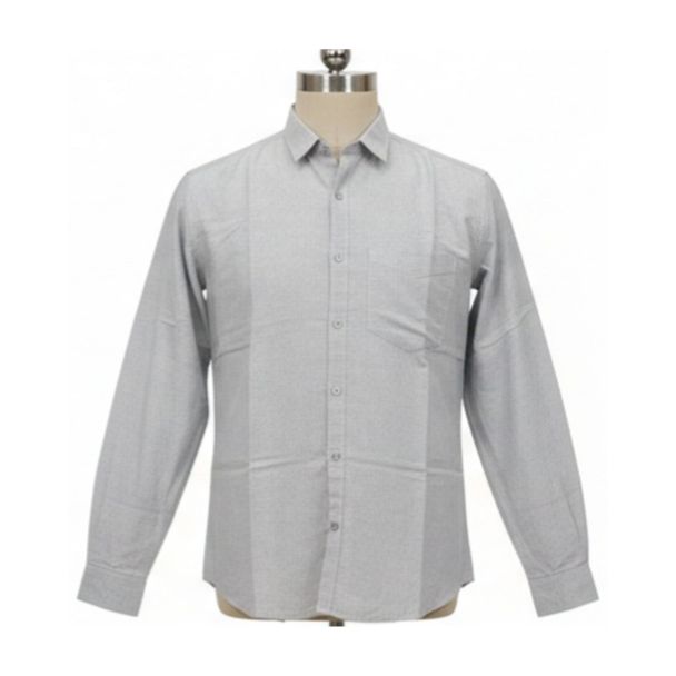 Men's Light Grey Solid Cotton Shirt Full Sleeve - Gangavathi Exports
