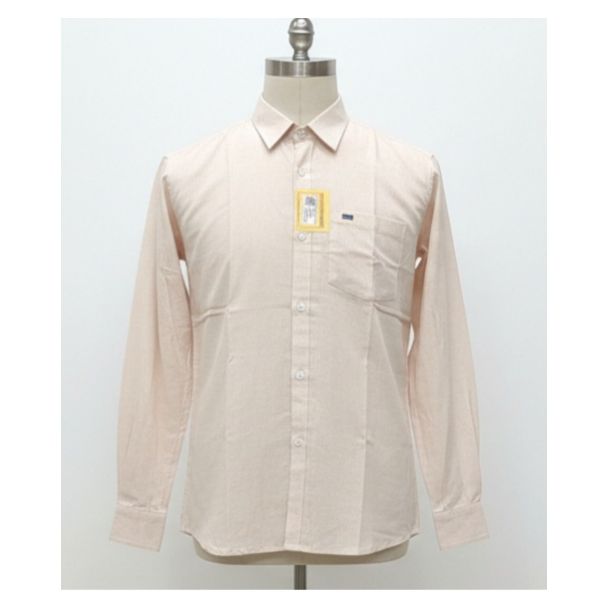 Men's light peach cotton formal shirt with full sleeves