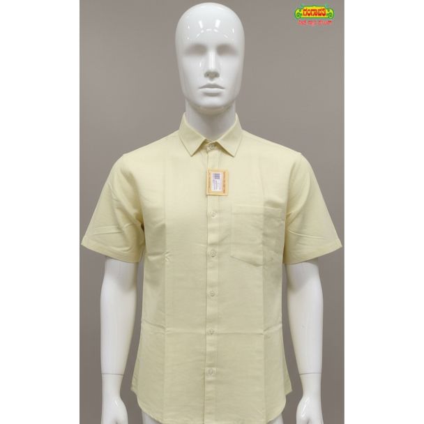 Men's light yellow cotton shirt short sleeve daily wear India