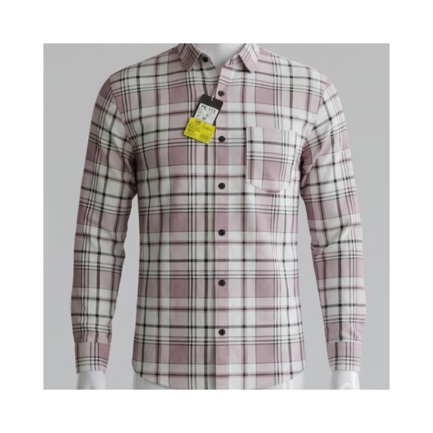 Men's Mauve and White Checkered Full Sleeve Shirt for sale in India