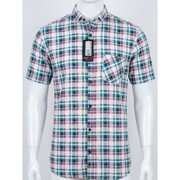 Mens Multicolor Plaid Cotton Slim Fit Casual Shirt for men in India
