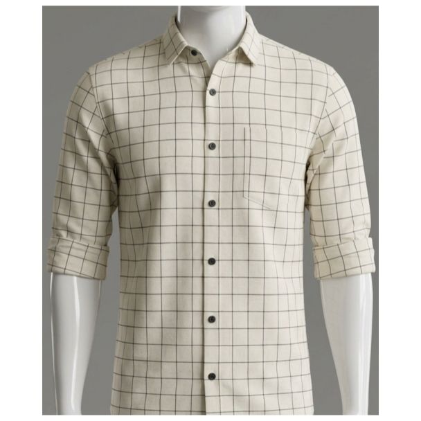 Men's Off White Checkered Casual Full Sleeve Shirt for men online in India