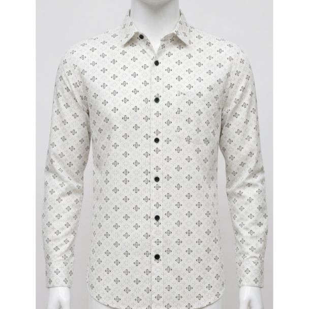 Men's off-white geometric print casual slim fit shirt for men India