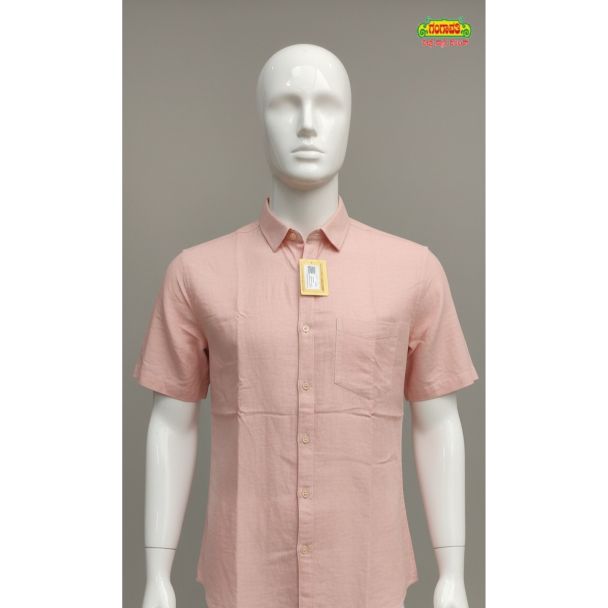 Men's peach cotton shirt short sleeve India