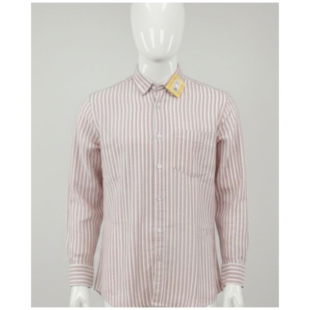 Men's red and white striped cotton shirt full sleeve, perfect for casual wear - Gangavathi Exports