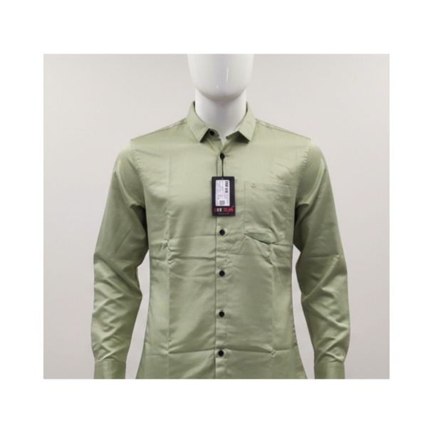 Men's solid light green full sleeve collared shirt on mannequin India
