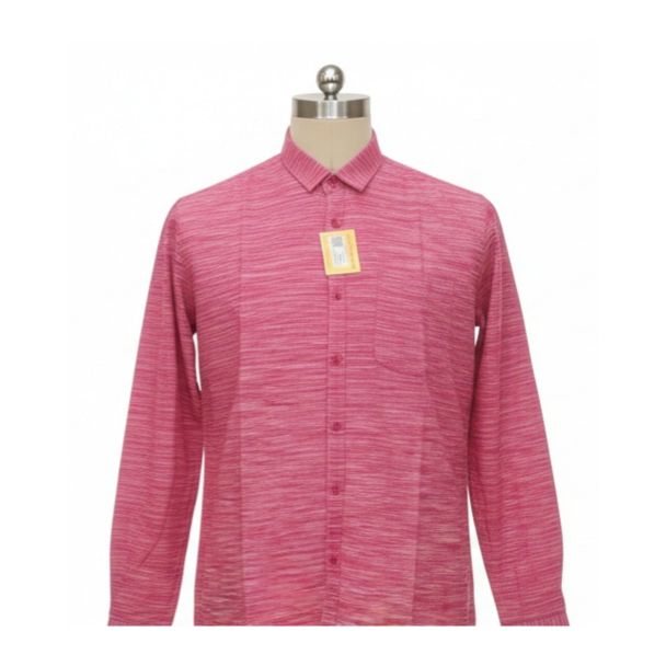 Men's solid pink cotton shirt full sleeve - Gangavathi Exports