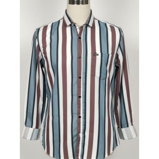 Men's striped cotton shirt full sleeve button-down