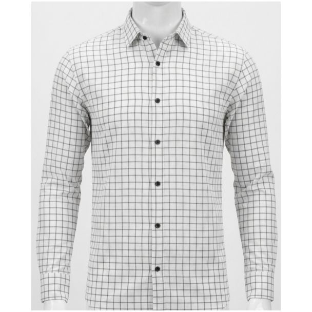 Mens White Checkered Slim Fit Casual Cotton Shirt India