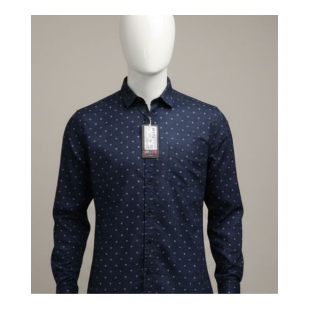 Navy blue polka dot cotton shirt full sleeve India